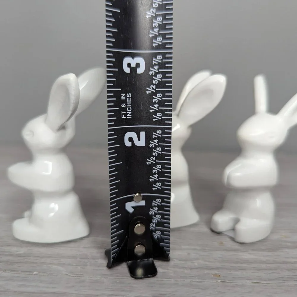 Crate & Barrel White Ceramic Bunny Place Card Holder 102-640 Set of 3 NWT